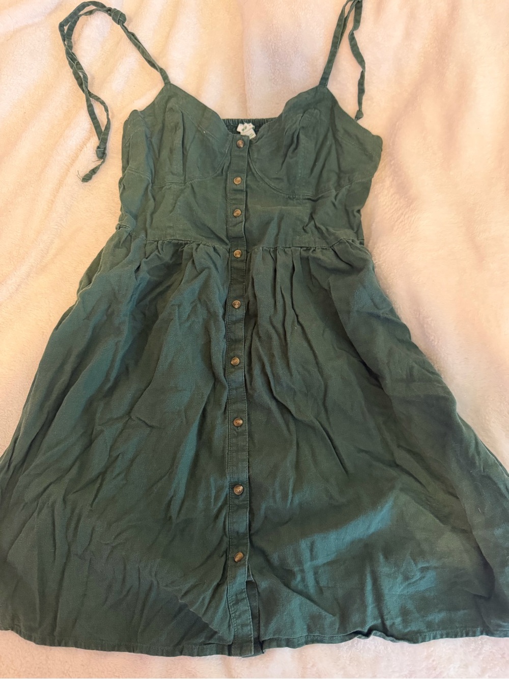aerie Emerald Green Button-Front Sundress